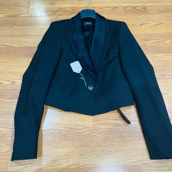 Amiri Black Double Collar Cropped Blazer Jacket women’s 42 - Picture 10 of 14
